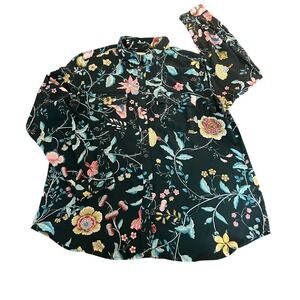 LOFT Floral Utility Button Down Shirt XL Long Sleeve Blouse (1193)